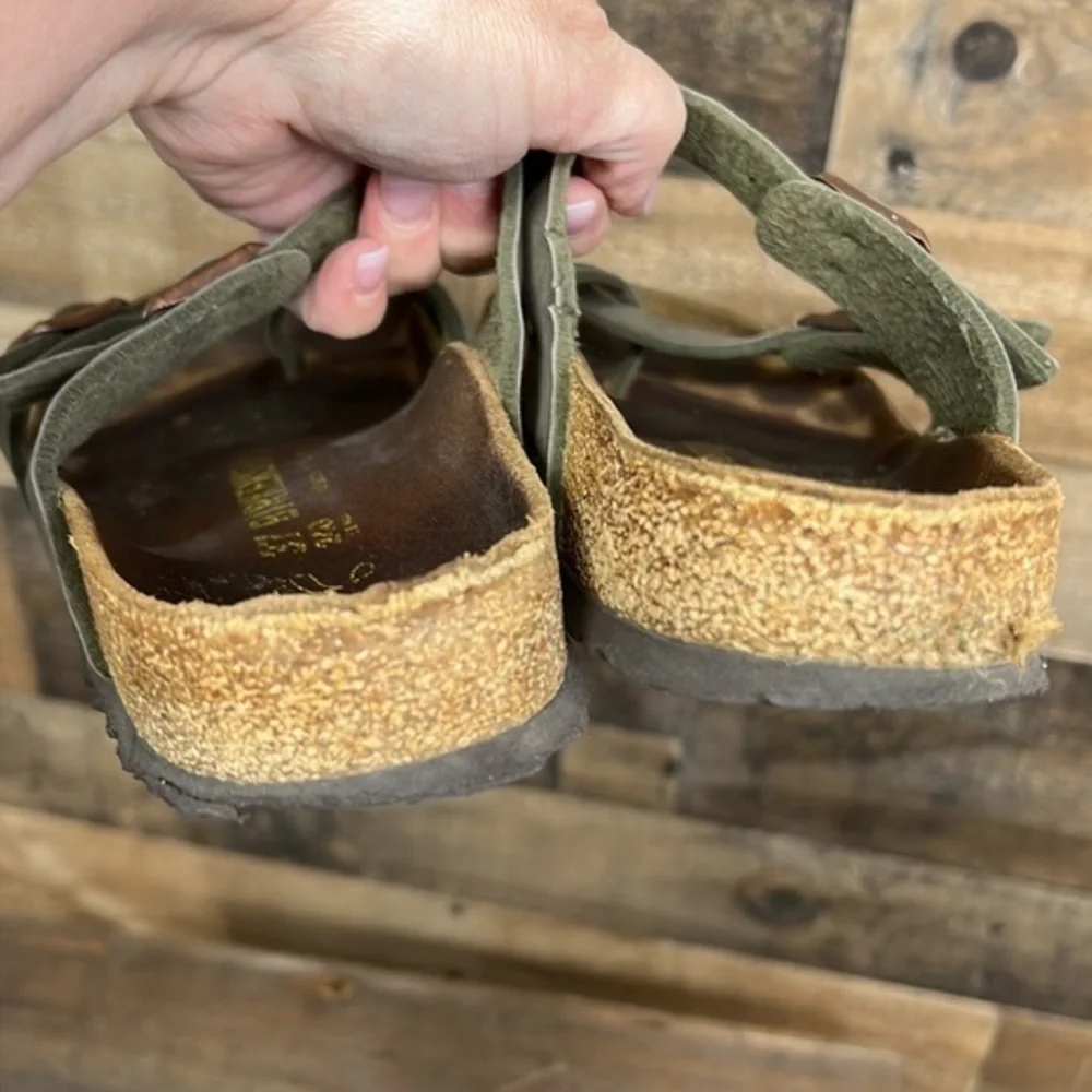 Birkenstock Sandals 37 MAYARI Mocca Buckle Slide Womens 6 Regular Fit Birko-Flor
